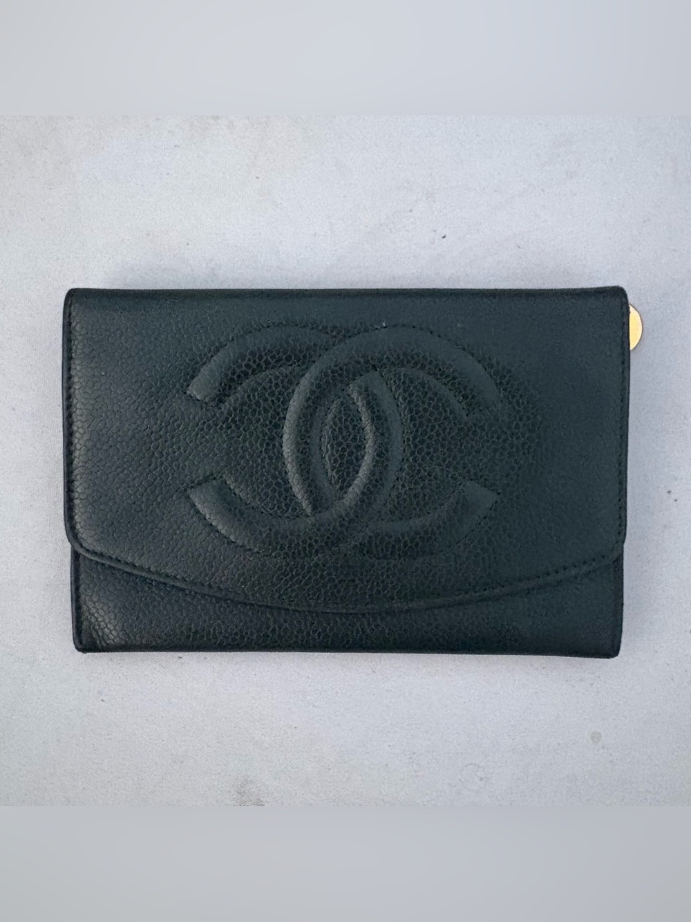 CHANEL Hunter Green Quilted CC Logo Card Holder